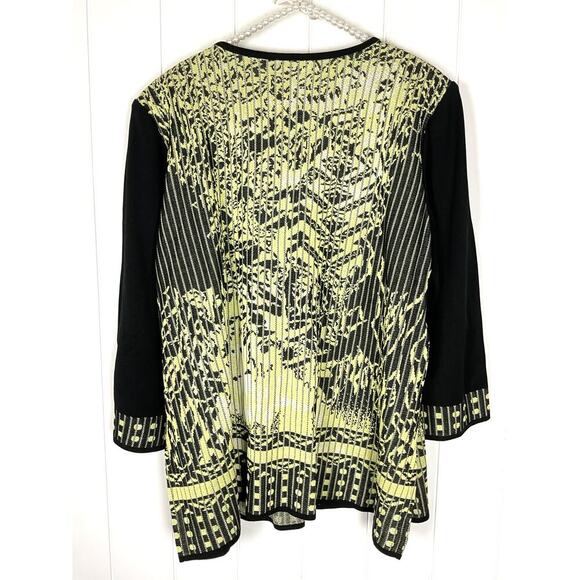 Ming Wang Womens Black and Yellow Open Front Knit Cardigan Size 1X - Picture 4 of 5